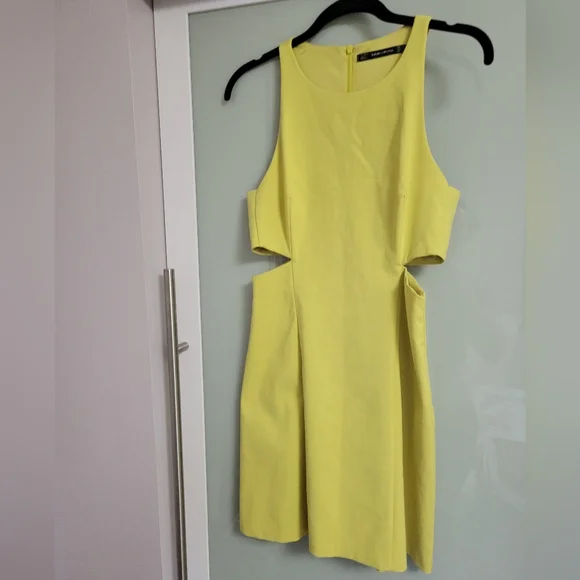Zara | Dresses | Zara Trafaluc Canary Yellow Bodycon Cutout Mini Dress Size  Small | Poshmark